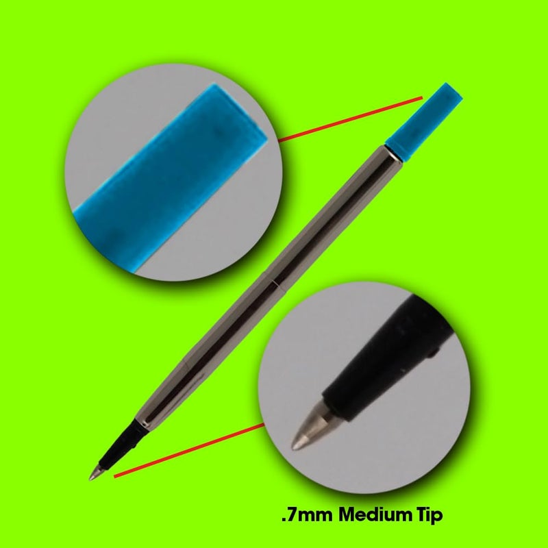 Jaymo Replacement for Parker Quink 1950324 - Measures 4.56 in / 116 mm Long - Rollerball Pen Refill - 6 Blue - Image 3